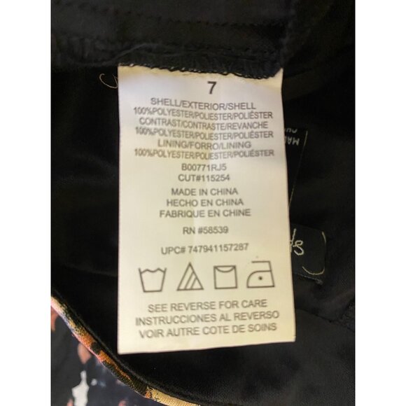 Floral A Line Skirt Black Blush Watercolor Print Size 7 Feminine Cute Boho Girly - Picture 7 of 8